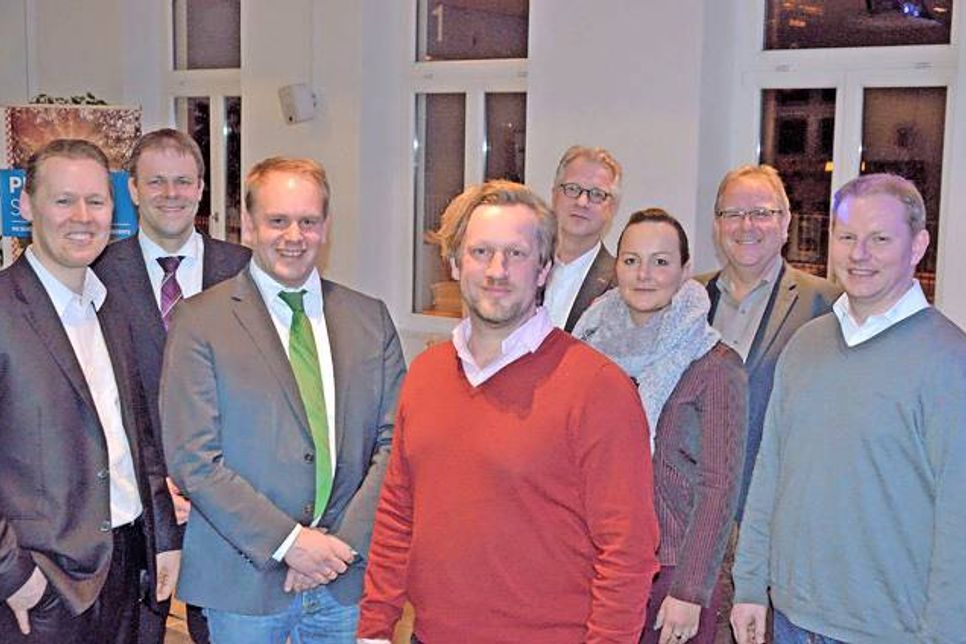 Der neue Vorstand des Vereins Stadtmarketing (v. l.): Sönke Knoll, Torben Martens, Christoph Gebhard, Ronald Dobe, Torsten Neumaier, Anika Ingenkamp, Lars Winter Oliver Langner.