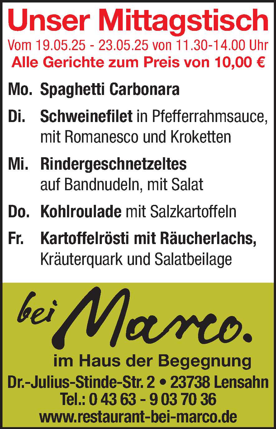 Mittagstisch 17.05.2025