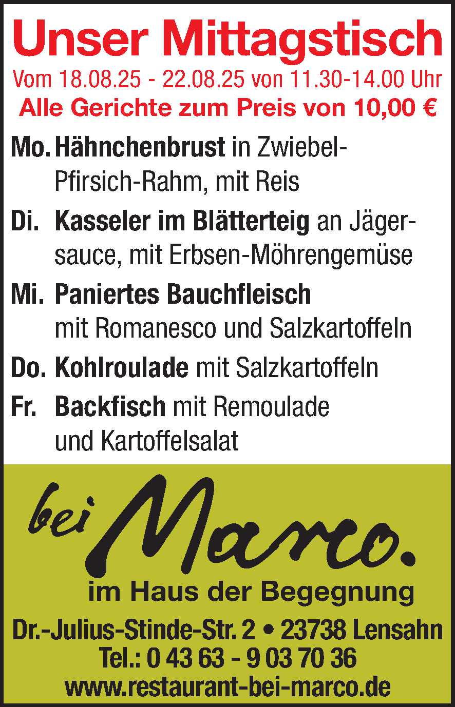 Mittagstisch 16.08.2025
