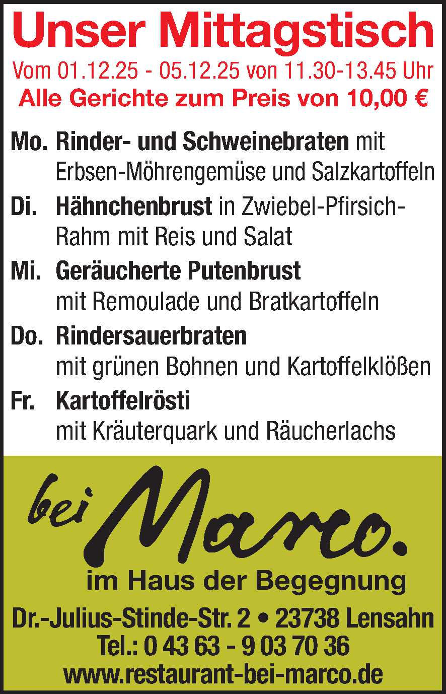 Mittagstisch 29.11.2025