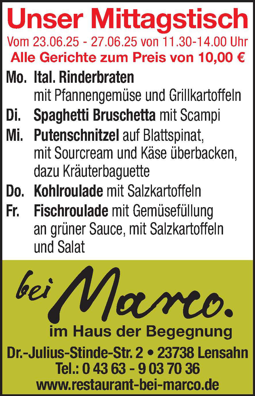 Mittagstisch 21.06.2025