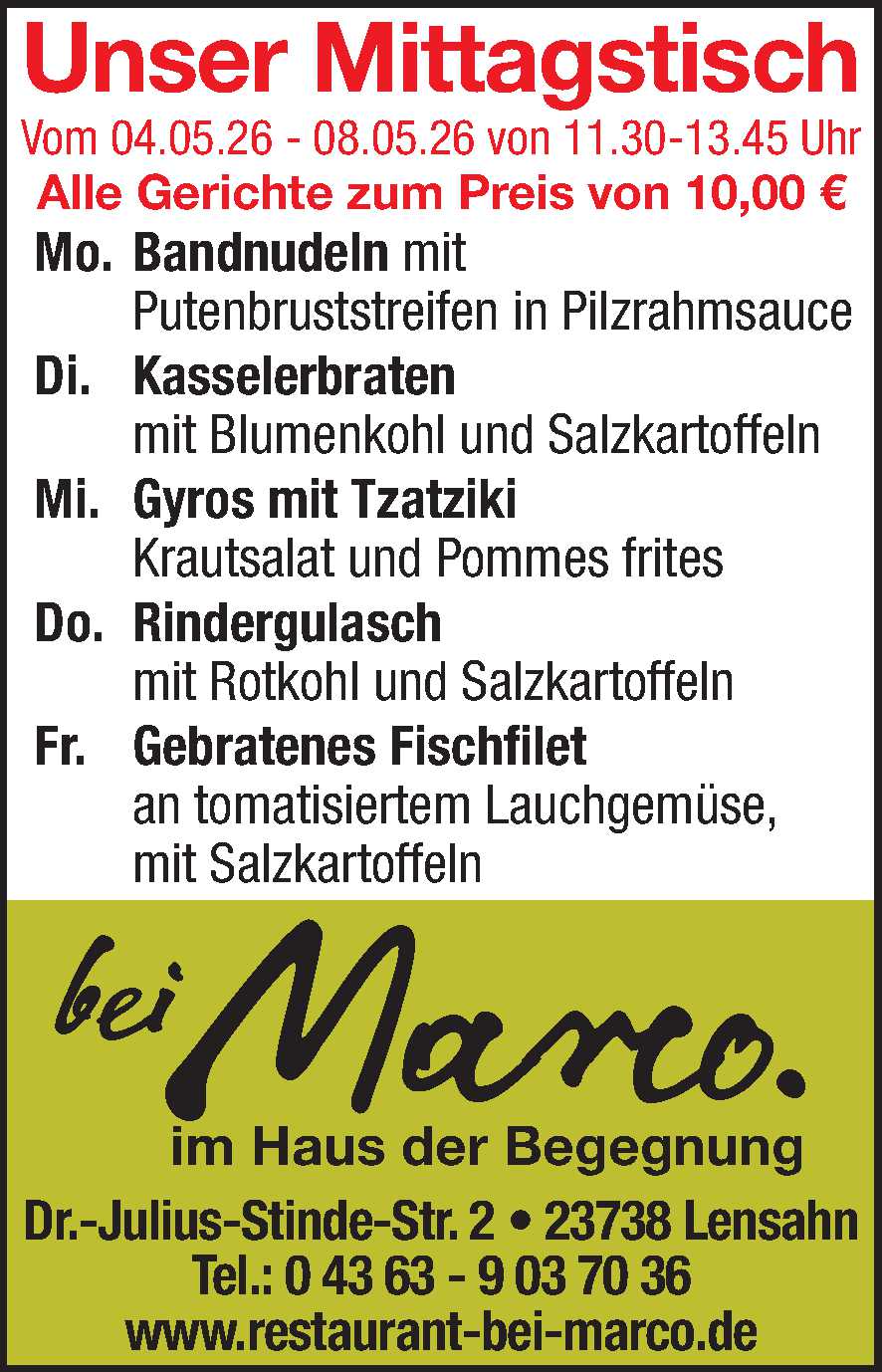 Mittagstisch 02.05.2026