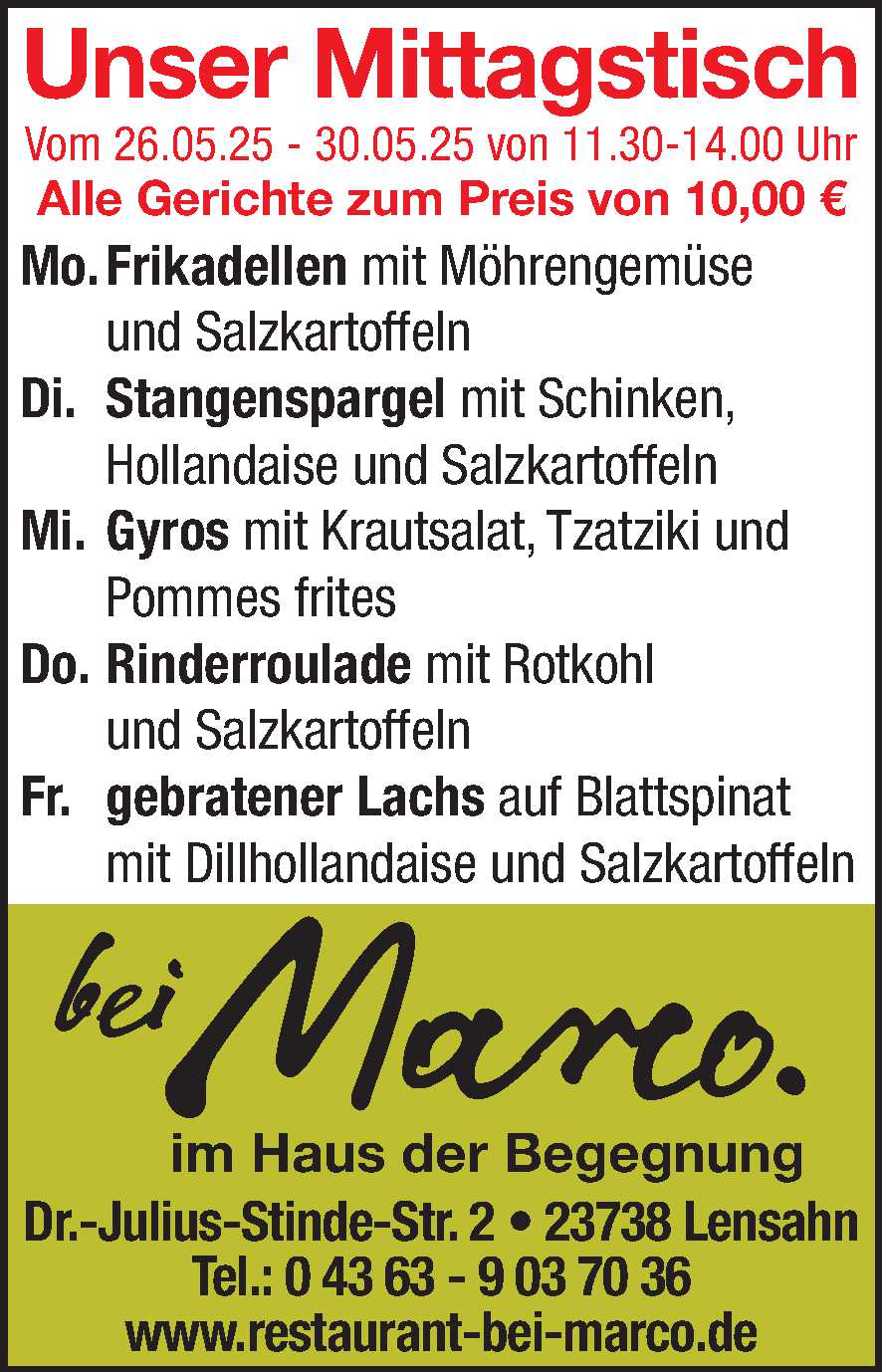 Mittagstisch 24.05.2025