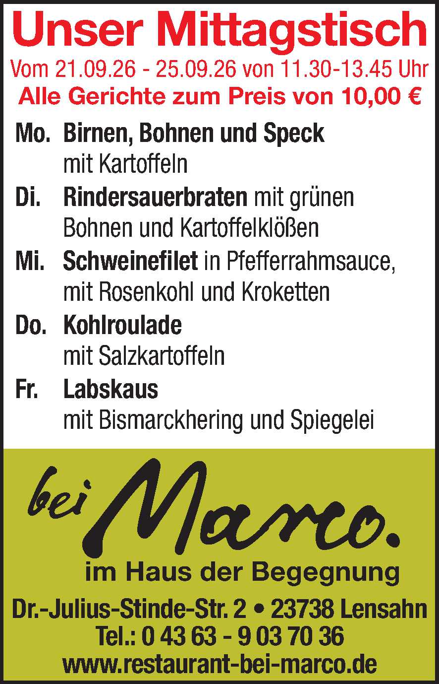 Mittagstisch 19.09.2026