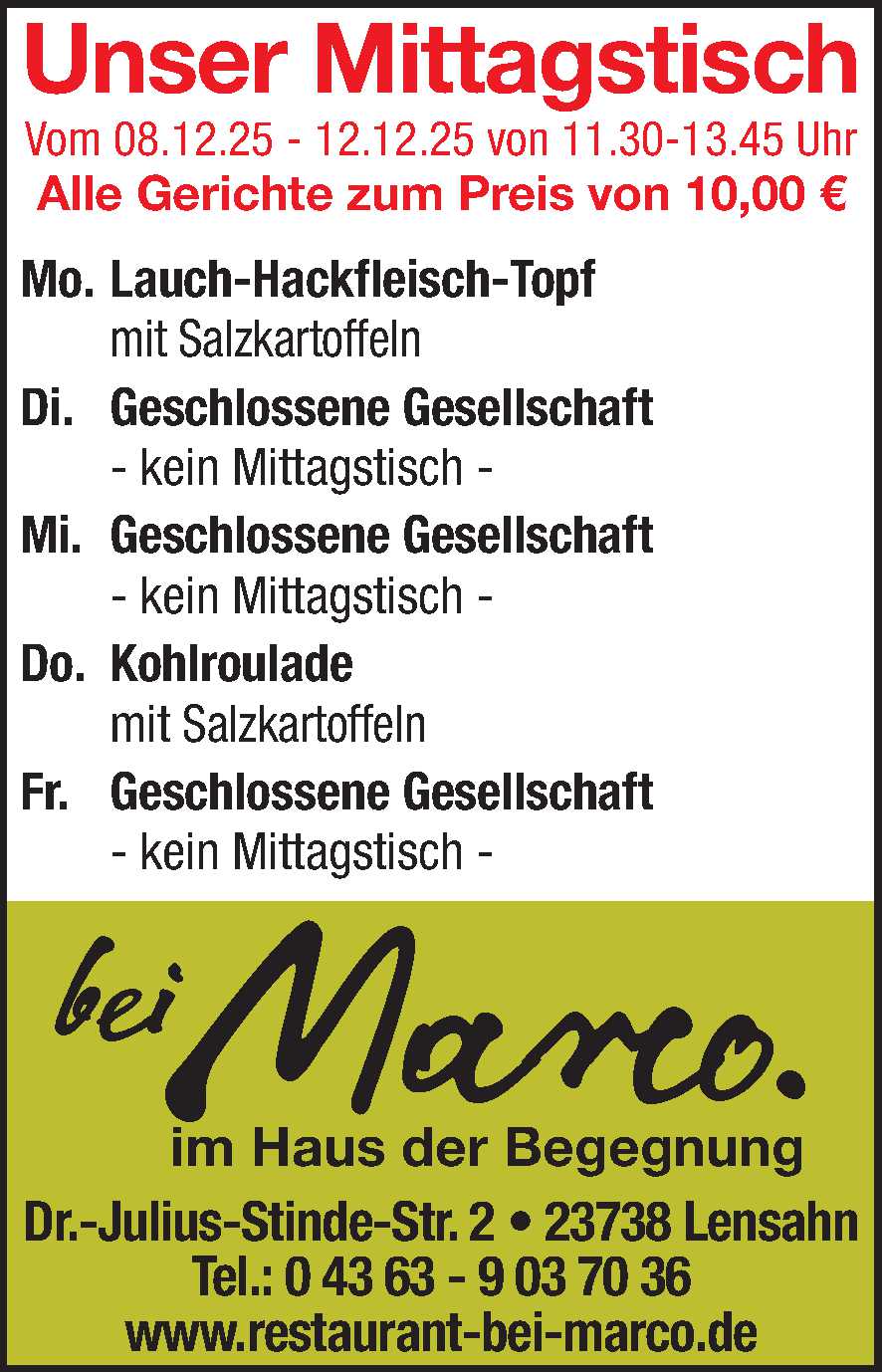 Mittagstisch 06.12.2025
