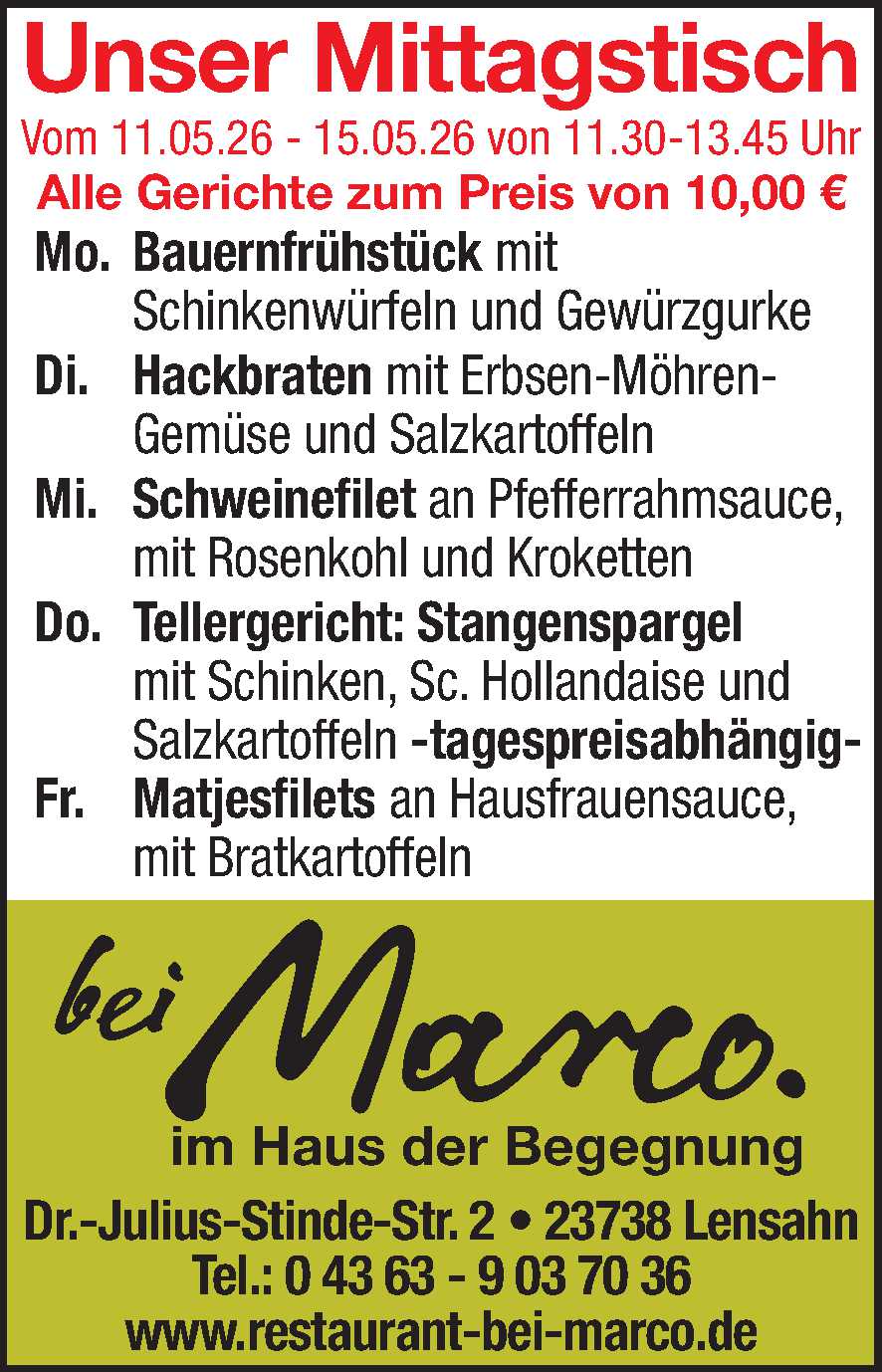 Mittagstisch 09.05.2026