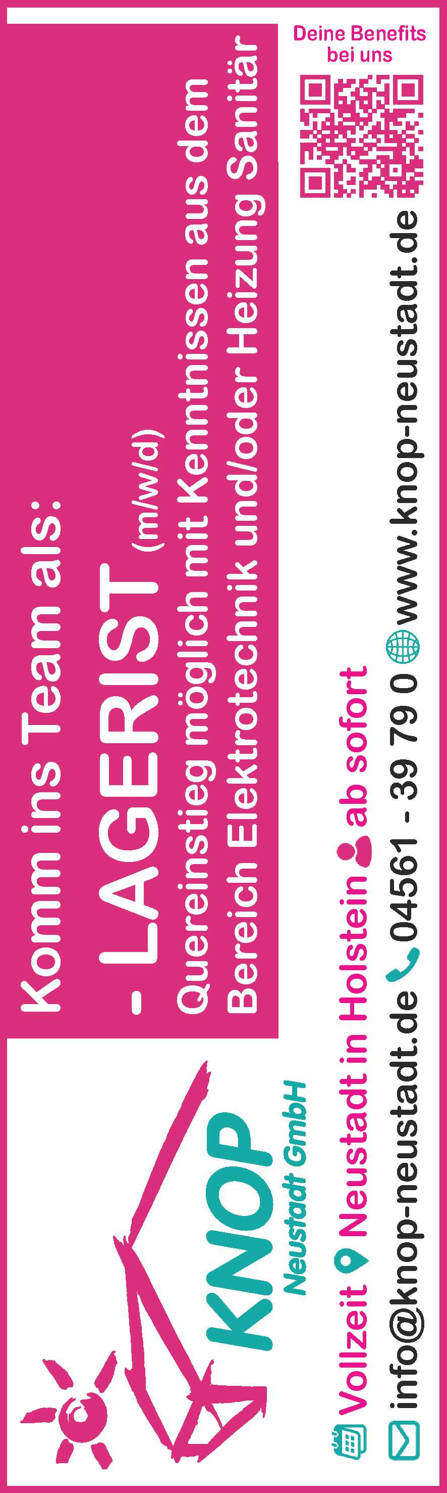 Stellenanzeige  Lageristen 