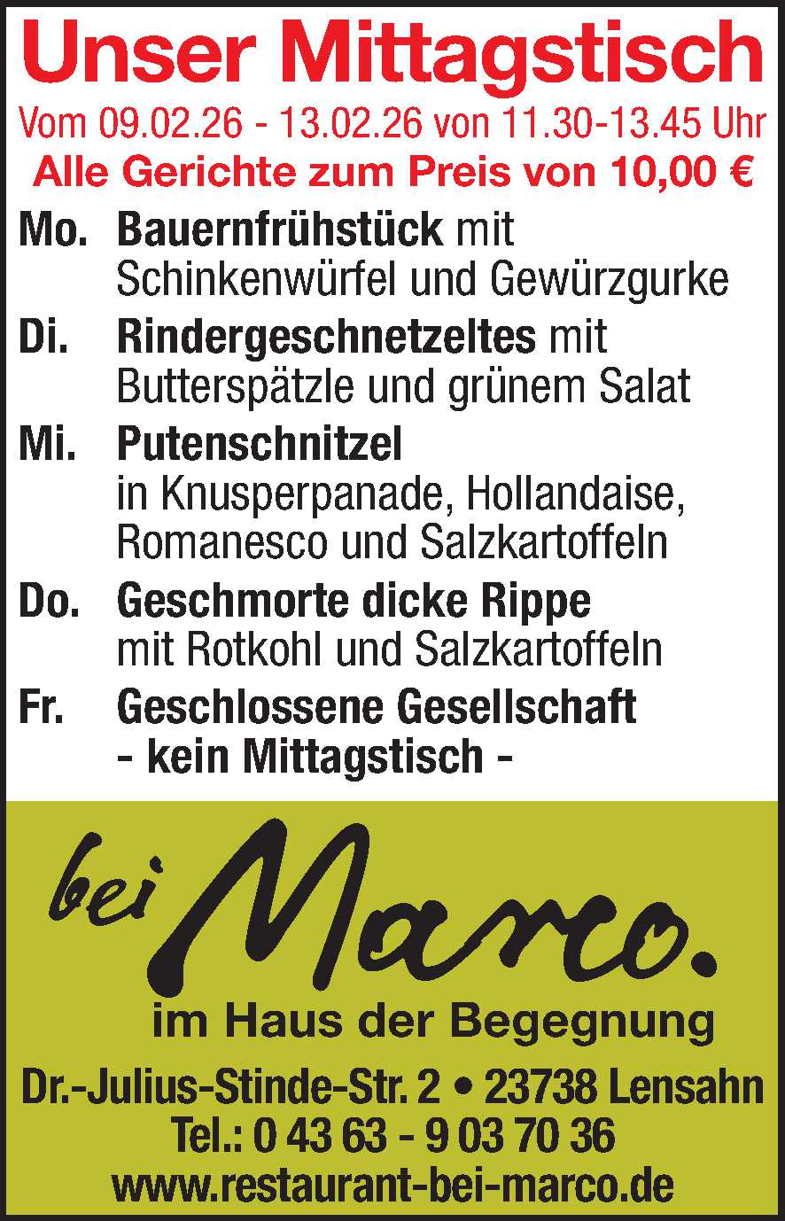 Mittagstisch 07.02.2026