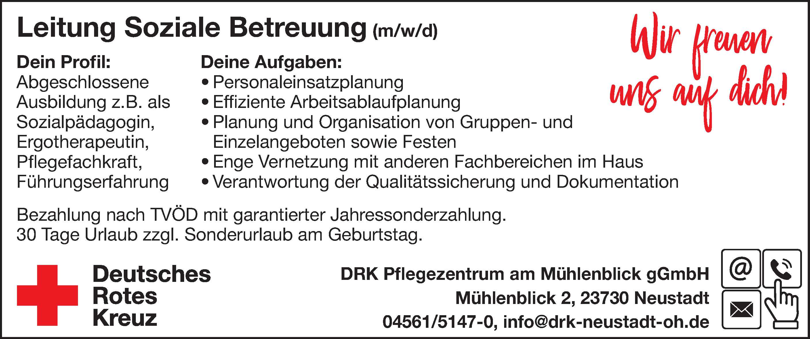 Stellenanzeige Leitung soziale Betreuung