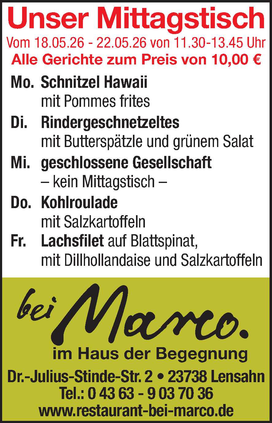 Mittagstisch 16.05.2026