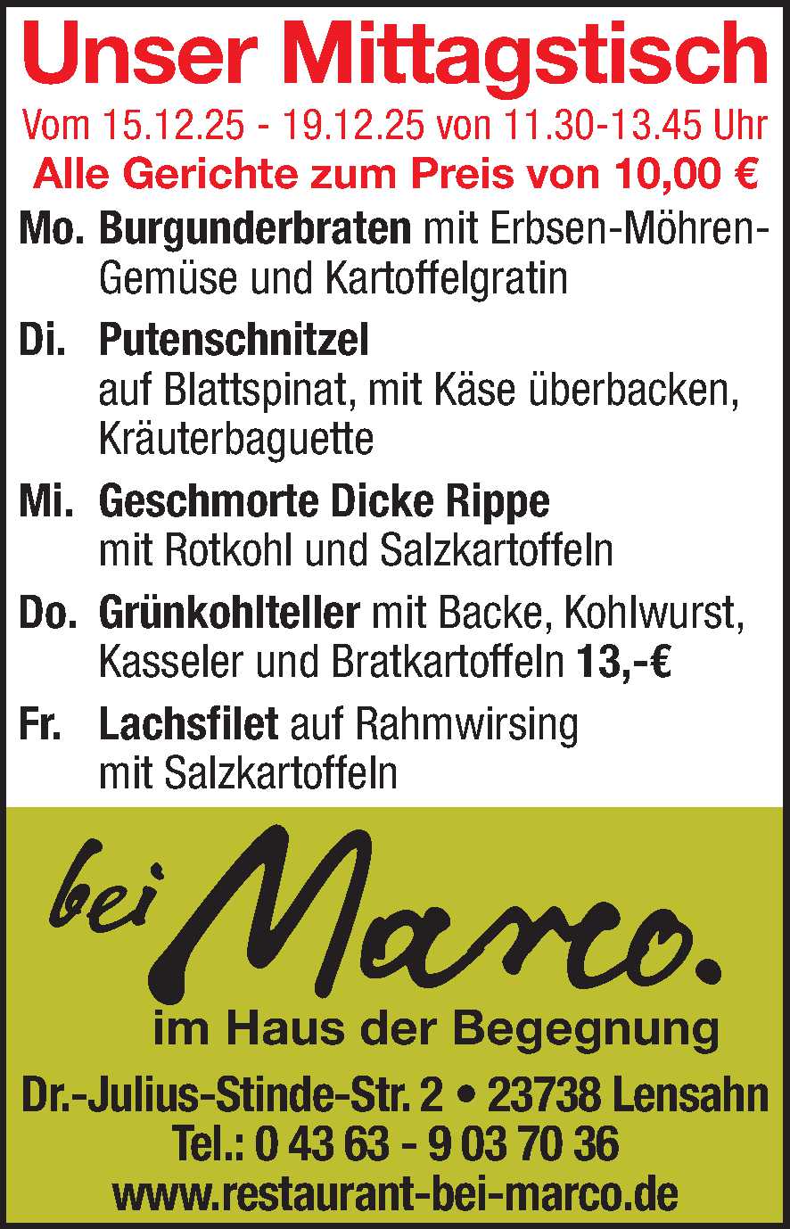 Mittagstisch 13.12.2025