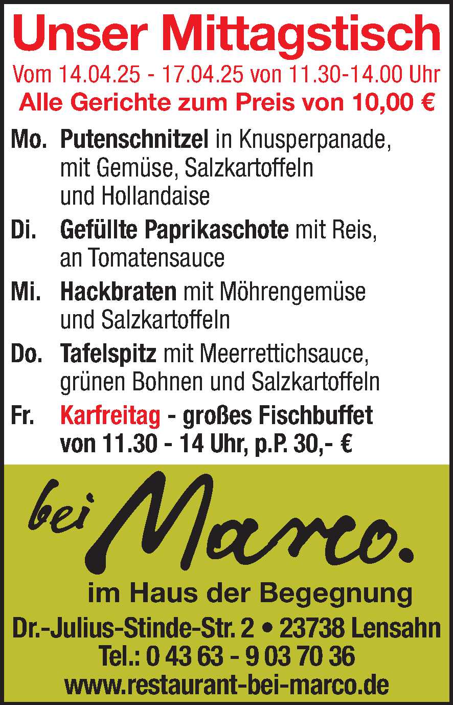 Mittagstisch 12.04.2025