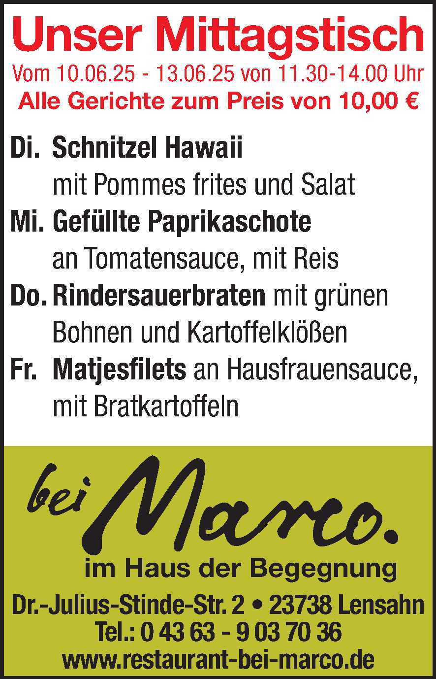 Mittagstisch 07.06.2025