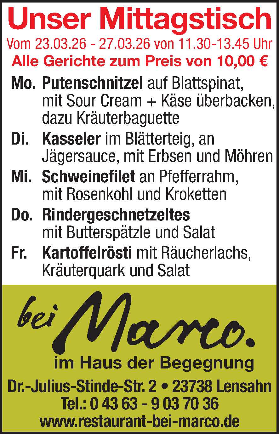 Mittagstisch 21.03.2026