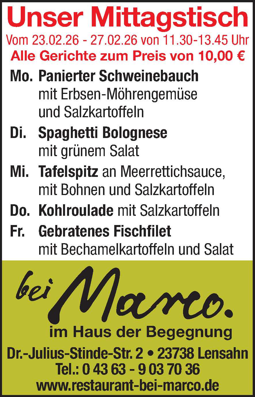 Mittagstisch 21.02.2026