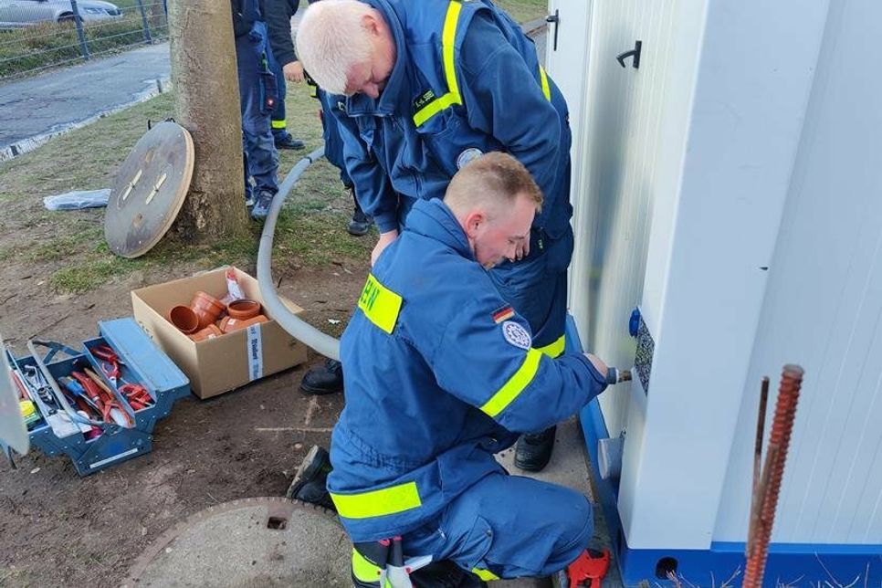 Anschluss des Sanitärcontainers.