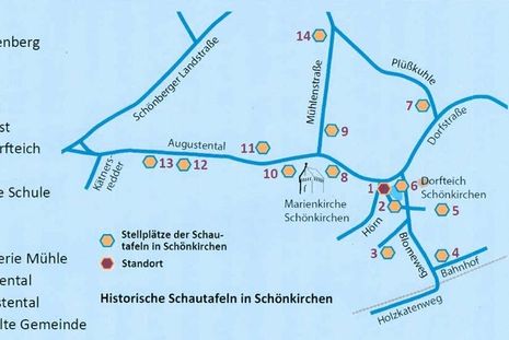 Standorte der Schautafeln in Schönkirchen