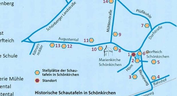 Standorte der Schautafeln in Schönkirchen