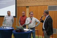 Stellten das Projekt vor (v. lks.): Oliver Pump, Projektleiter LBV.SH, Olaf Schöning, Bürgermeister der Gemeinde Schönwalde, sowie Ingenieur und Projektplaner Sven Osnabrügge. Durch den Abend führte Thomas Waldner, twkom, als Moderator.