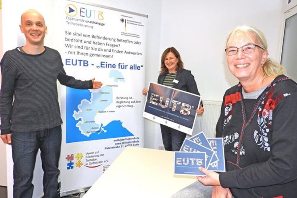 Das Beratungsteam der EUTB am Hauptstandort in Eutin: Torben Müller, Sabine Pitschmann und Birgit Karußeit.