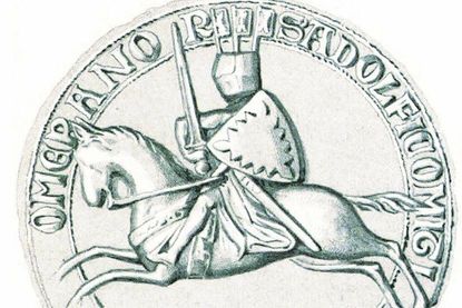 Siegel des Grafen Adolf V. von Holstein. Er starb 1308, war also noch der Lehnsherr von Heinrich von Dahme zum Zeitpunkt der Unterzeichnung der Urkunde von 1299.