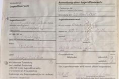 Anmeldungsurkunde Jugendfeuerwehr Gemeinde Altenkrempe April 1995.