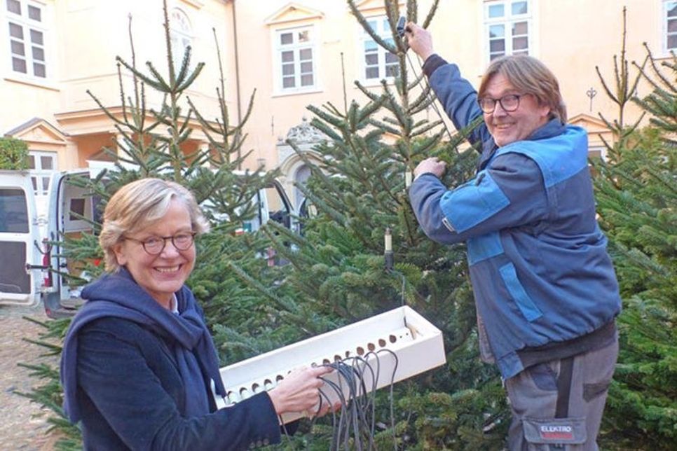 Rainer Steinbock ist nicht nur amtierender Kiwanis-Präsident, er ist auch der weltbeste Lichterkettensetzer und bewies sein Können an den Weihnachtsbäumen im Schloss.