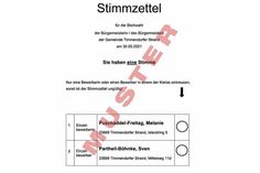 Muster-Stimmzettel zur Stichwahl am 30. Mai.