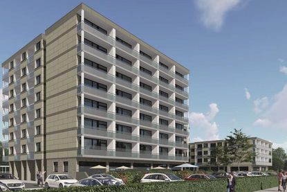 Frisch und modern. So soll der Gebäudekomplex im November 2025 aussehen.