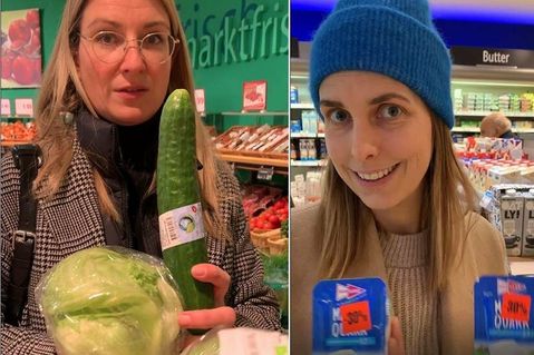 Maximaler Spaß beim Einkaufen. Die Ostsee-Perlen Gesche Muchow (lks.) und Kristina Kolbe starten gesund in den Januar. Die ganze Shoppingtour kann man sich auf ihrem Instagram-Kanal „ostsee.perlen“ anschauen.