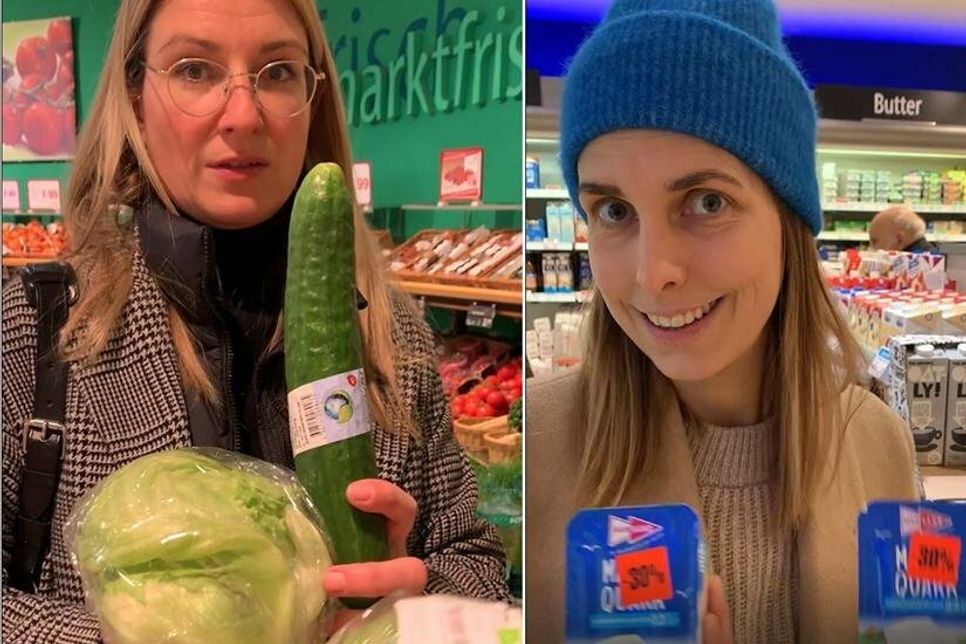 Maximaler Spaß beim Einkaufen. Die Ostsee-Perlen Gesche Muchow (lks.) und Kristina Kolbe starten gesund in den Januar. Die ganze Shoppingtour kann man sich auf ihrem Instagram-Kanal „ostsee.perlen“ anschauen.