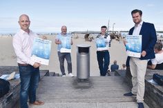 Die Aktion „Sauberer Strand“ wurde jetzt in Travemünde vorgestellt: Initiator Stefan Wolf (von links), Kurdirektor Uwe Kirchhoff, LTM-Geschäftsführer Christian Martin Lukas und Gordon Augustin von der Travemünder Wirtschaftsgemeinschaft.