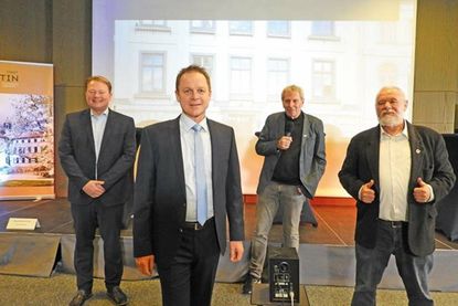 Vor dem Triell: Christoph Gehl, Carsten Behnk, Moderator Carsten Kock und Christoph Müller