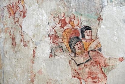 Freigelegte Wandmalerei in der Preetzer Klosterkirche aus der Zeit der Gotik