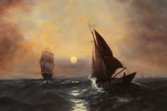 Ausschnitt aus dem Gemälde „Stürmische See“ von Paul Schubert.