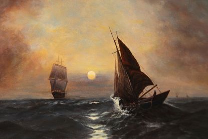 Ausschnitt aus dem Gemälde „Stürmische See“ von Paul Schubert.