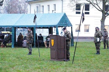 Oberstleutnant Tobias Aust blickte während des Jahresabschlussappells auf das Pandemie-Jahr 2020 zurück