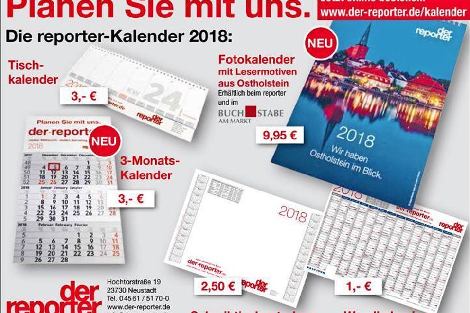 Die Kalender für das Jahr 2018 sind da!