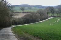 Der Rückweg führt durch die malerische Hügellandschaft.
