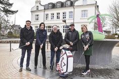 Tourismuschef Joachim Nitz (von links), Birgit Krause (Golfanlage Seeschlösschen), Sebastian Ritter (Maritim Golfpark Ostsee), Golflehrer Daniel Schlesiger (Paul Dyer) und Christine Knebelkamp (TSNT GmbH) freuen sich auf das Golf-Opening am kommenden Sonntag.