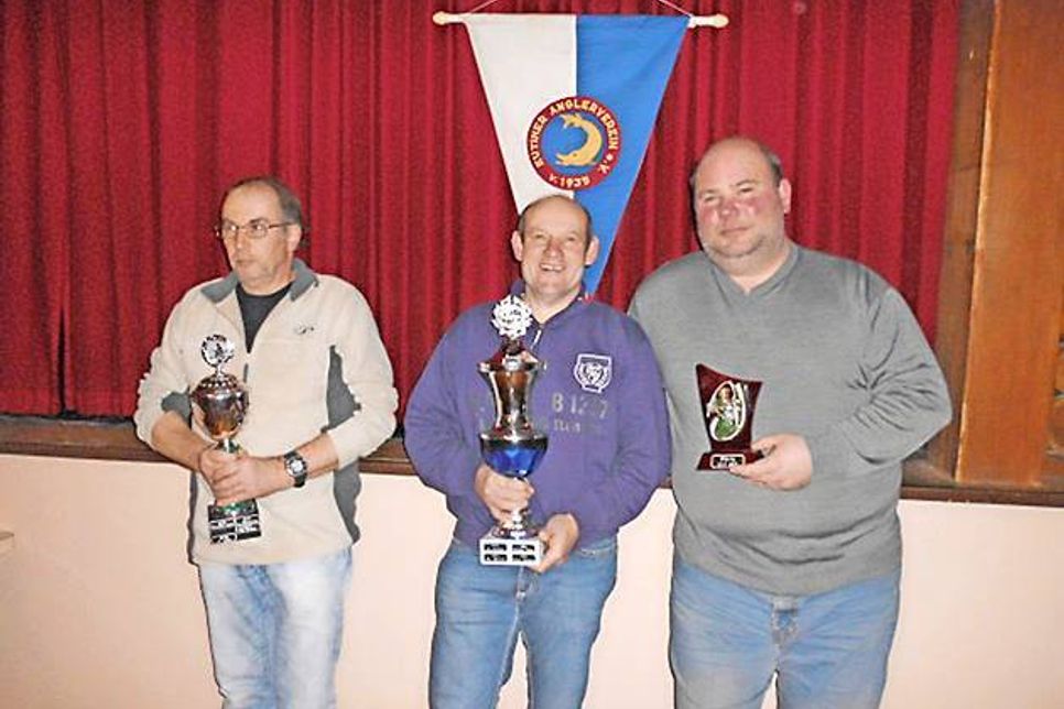 Die erfolgreichsten Angler des letzten Jahres: Hartmut Fiehn, Joachim Balszunat, Mario Frömken.