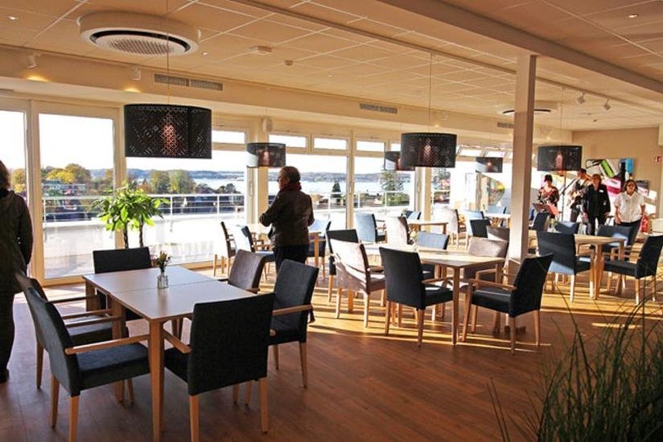 Das schöne Restaurant in der 4. Etage mit Blick auf die Kieler Förde.
