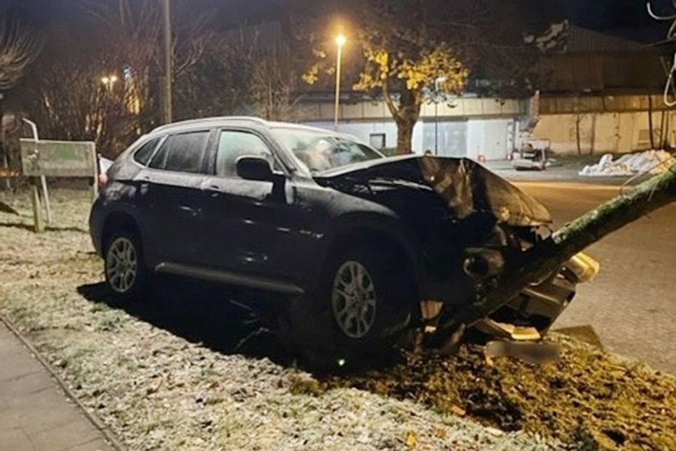 Der alkoholisierte Fahrer kam mit seinem Fahrzeug von der Fahrbahn ab und prallte gegen einen Baum.