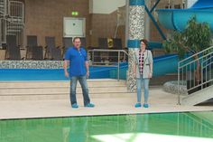 Technischer Leiter Axel Huerse und Bad-Betriebsleiterin Jana Kowitz haben die Welle zwangsläufig ganz für sich allein.