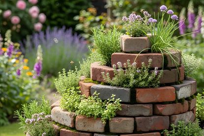 Durch die Form der Kräuterspirale werden auf kleinstem Raum sehr verschiedene Lebensraumbedingungen für zahlreiche Kräuter hergestellt.