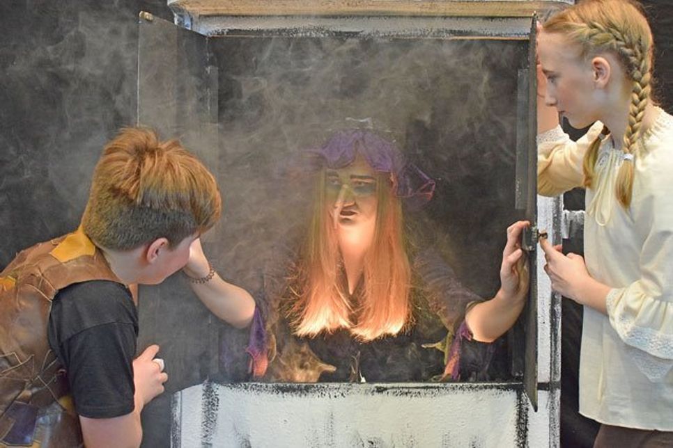 Durch eine Unachtsamkeit der Hexe gelingt es den Geschwistern, diese in den Backofen zu stoßen.