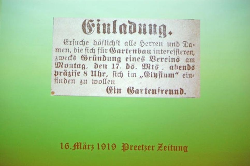 Mit dieser Anzeige wurden vor 100 Jahren die ersten Pächter für Gartenparzellen in Preetz gesucht.
