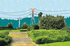 Visualisierung des Cap Arcona-Ehrenmals mit der 380KV-Leitung.
