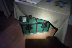 Entwendeter Opferstock St. Jürgen Kirche Grube (grüne Holzkiste). (Foto: Polizeidirektion Lübeck)