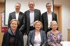 Der Vorstand des Kinderschutzbundes mit Schatzmeister Thomas Meier-Ahrens und den Geschäftsführern Martin Liegmann und Henning Reimann (oben v. lks.) sowie 2. Vorsitzende Ulrike Kohlmorgen, 1. Vorsitzende Mechtild Piechulla und Schriftführerin Monika Rieth (unten v. lks.).